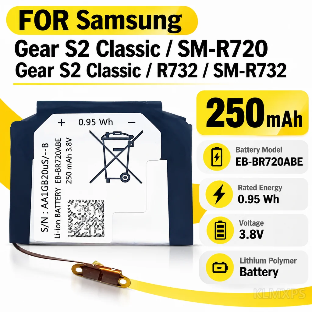 250mAh Replacement Watch Battery EB-BR720ABE For Samsung Gear S2 Classic SM-R720 / SM-R732 Built-In Battery Repair Component