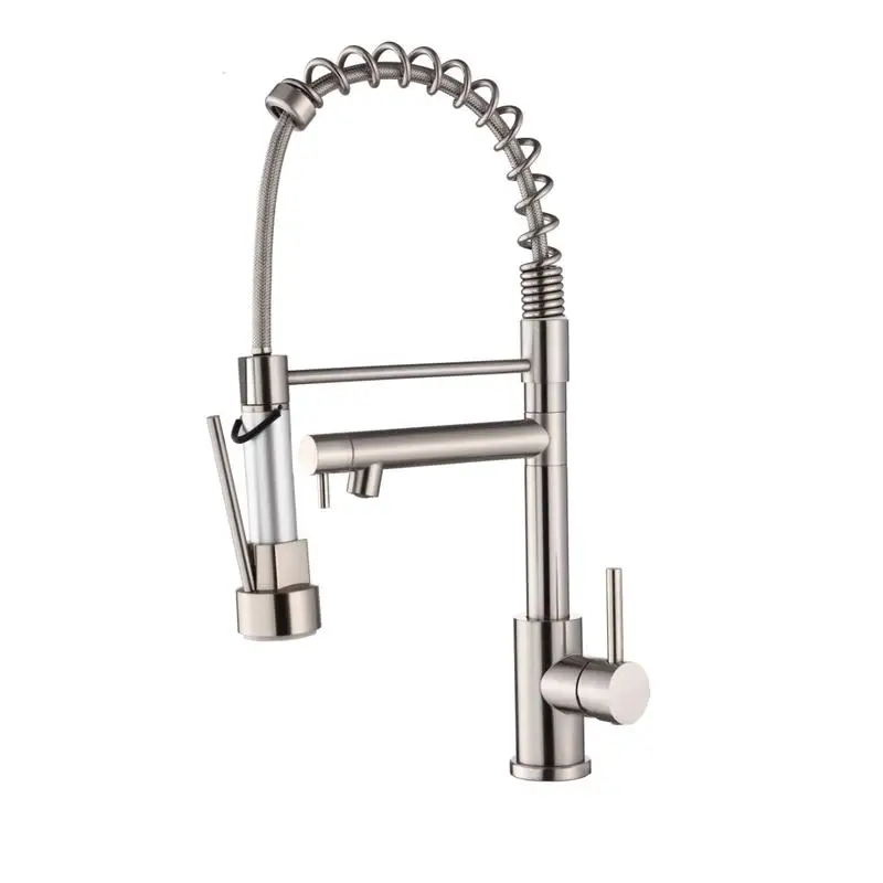 Robinet de cuisine extractible avec commande tactile, poignée unique, col à ressort en acier inoxydable à 2 fonctions, Installation à trou unique pour