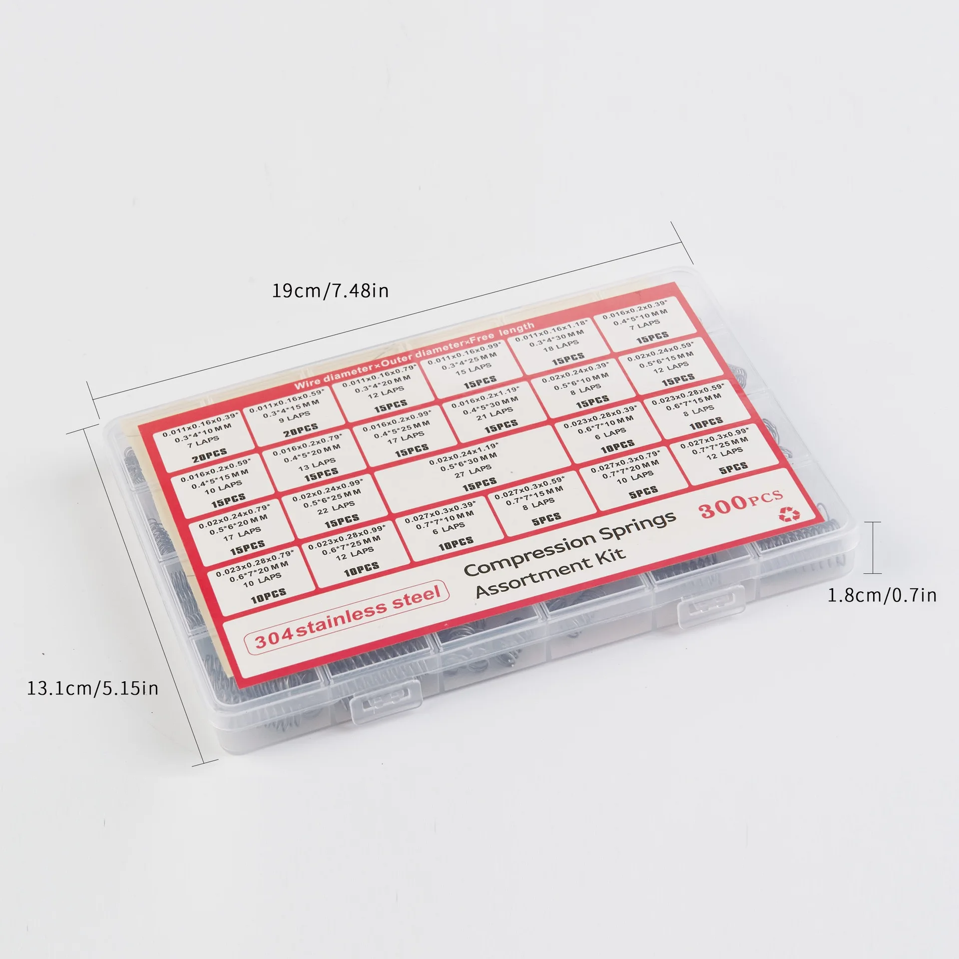 Compression Spring Kit 300PCS 24 Sizes Tension Spring Kit Assortment Premium Stainless Steel