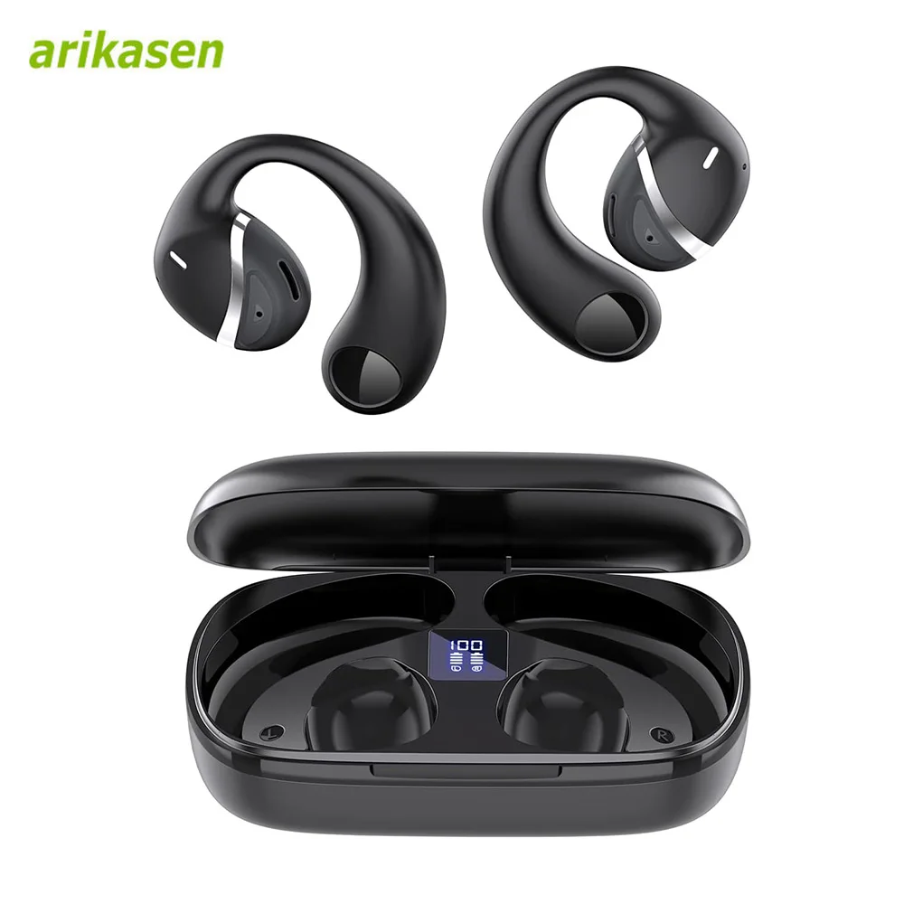 Open Ear Headphones Wireless Bluetooth 5.3 Open-Ear Earbuds Wireless Earbuds Bluetooth Headphones Air Conduction with Mic LED