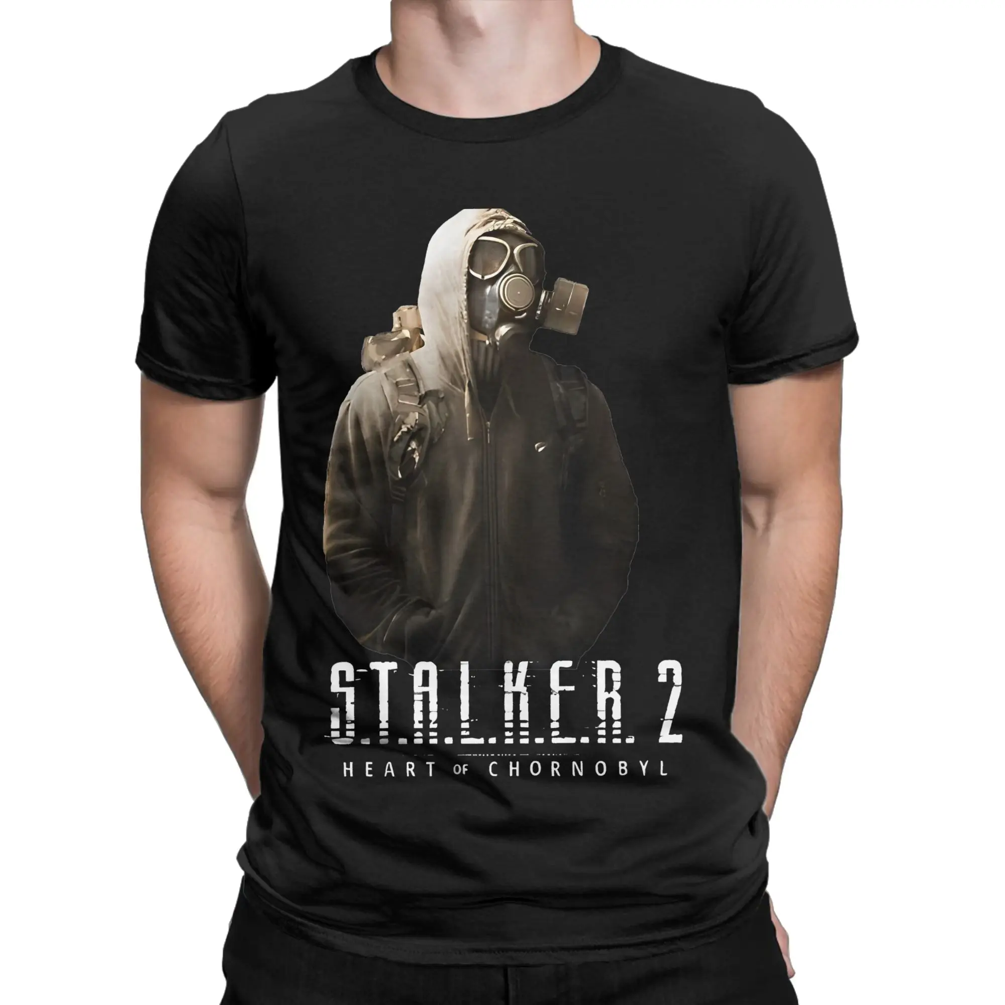 Retro Stalker 2 Gas Mask for dark T-Shirt Men's 100%Cotton Short Sleeve  O-neck Summer Top Tee