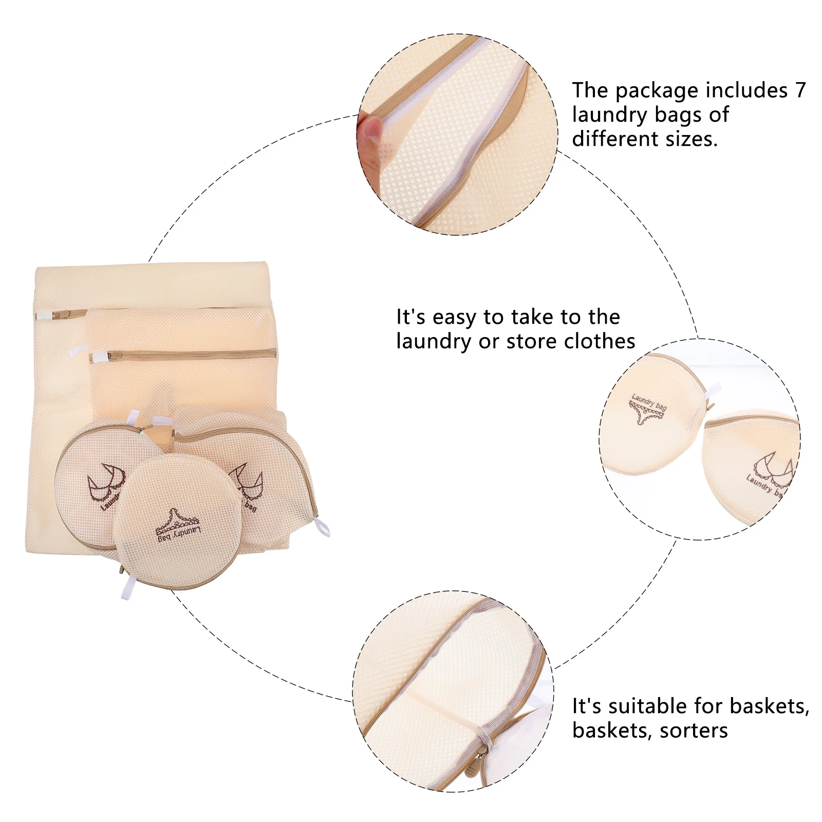 

7Pcs Underwear Laundry Bags Polyester Mesh Wash Bag Washing Machine Lingerie Bra Storage Travel Organizer Laundry Bags