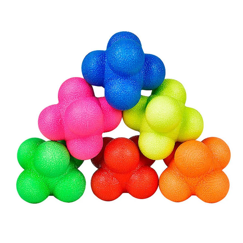 6PCS Sports Reaction Ball Agility Speed Reflex Training Rubber Bounce Improve Hand Eye Coordination Sensory Integration Toys