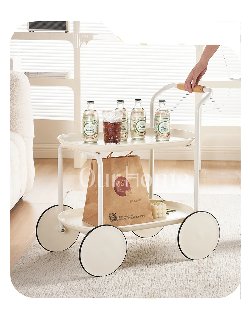 

Мобильная тележка для закусок — столик на колесиках с хранилищем, портативный приставной столик для спальни, многофункциональный поднос для балкона и кухни