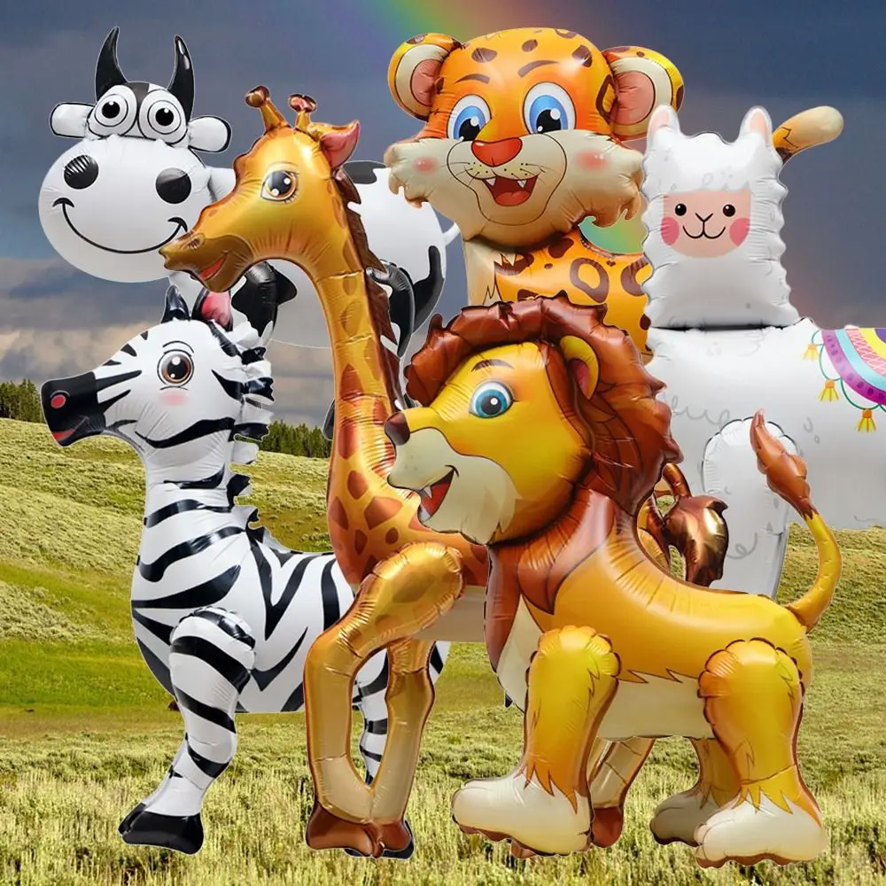 4D Animal Balloons Window Decoration Lions Jungle Animals Balloons Alpacas Three-dimensional Standing Inflatable Tpys