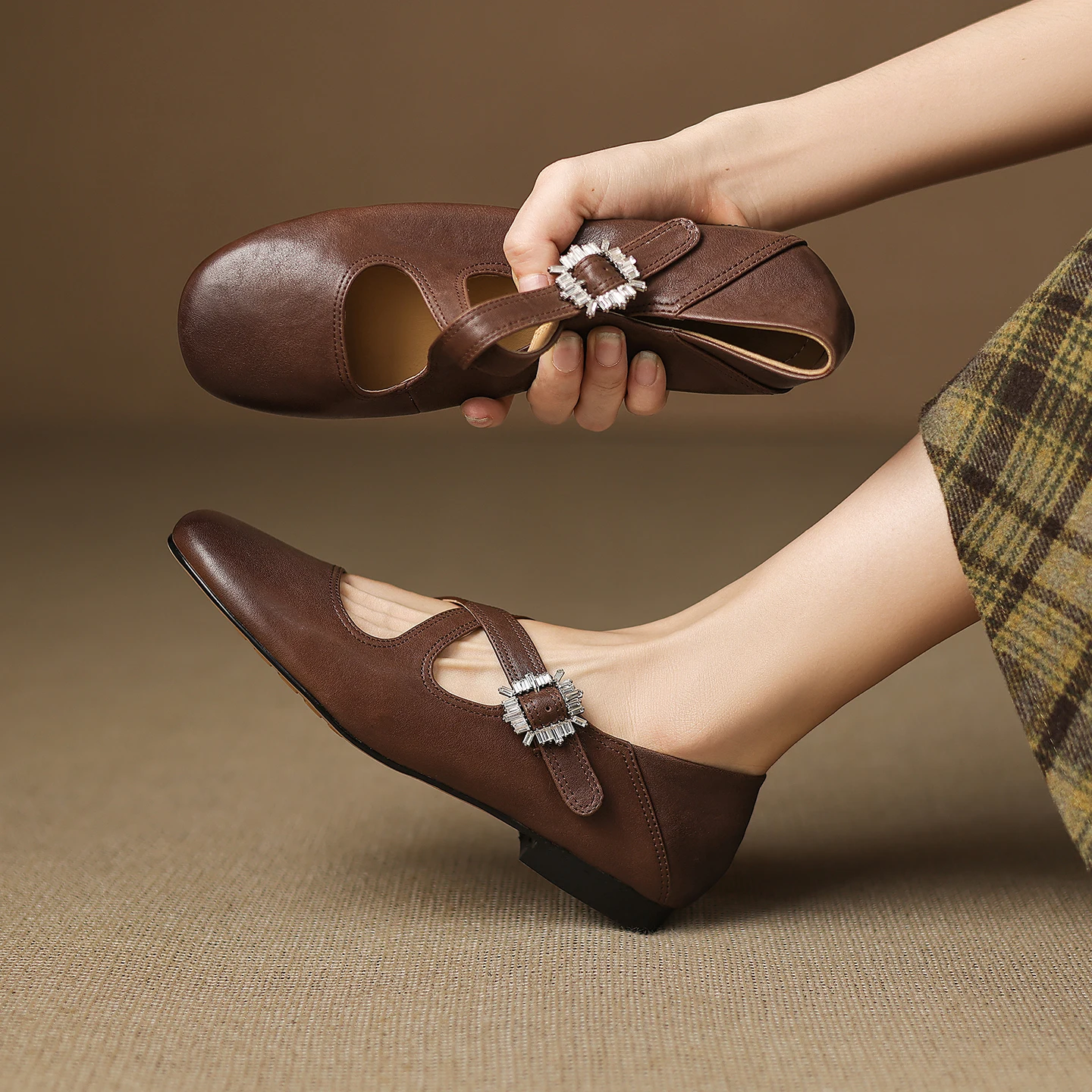 

Handmade Genuine Leather Women pumps Mary Jane Shoes Sexy Single shoe high heel Elegant Pumps Casual Dressy Shoes