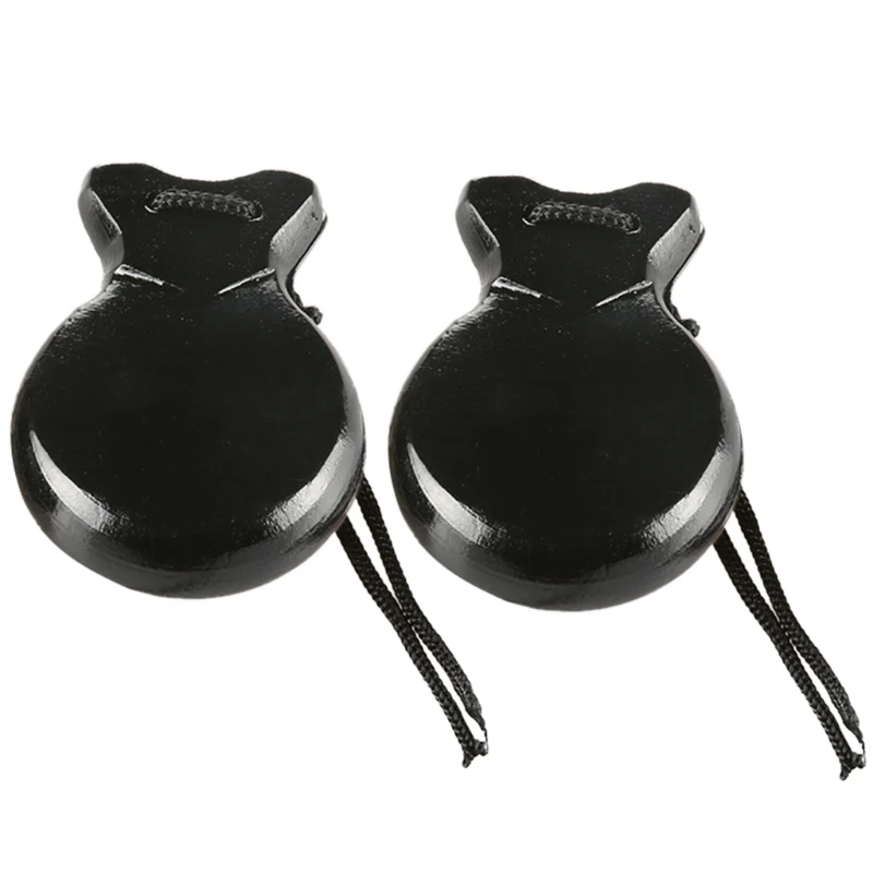 Spanish Flamenco Dance Castors with String for Children, Hand Clappers, Percussion Musical Instrument, 2 Pcs