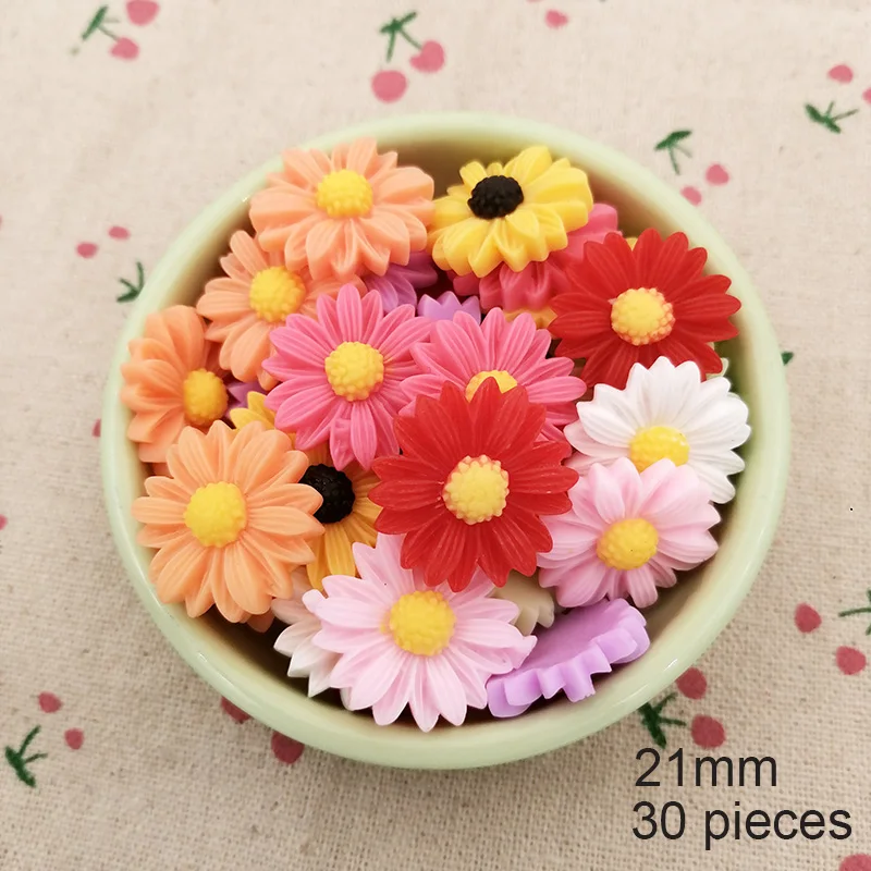 Resin Mix Color Daisy Flower Flat Back Resin Cabochon DIY Craft For Jewelry Hand Making Accessories Phone Case Decoration