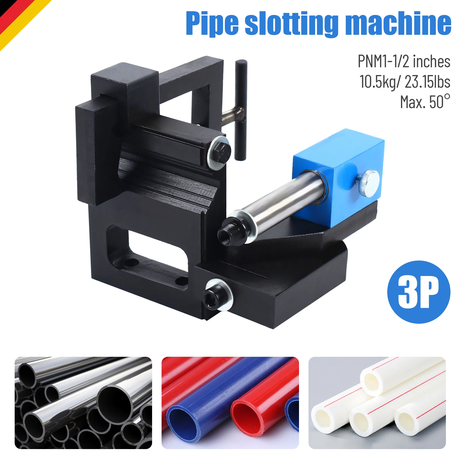 Machine à encoffer les tubes portative, réglable de 0 à 50 degrés, avec cadre robuste et épaissi en fer et acier inoxydable, pince décalée à 2 axes, pour tubes ronds de 3/4 à 3 pouces de diamètre extérieur, avec axe poli de 1 pouce, outil de découpe et de traitement pour atelier.