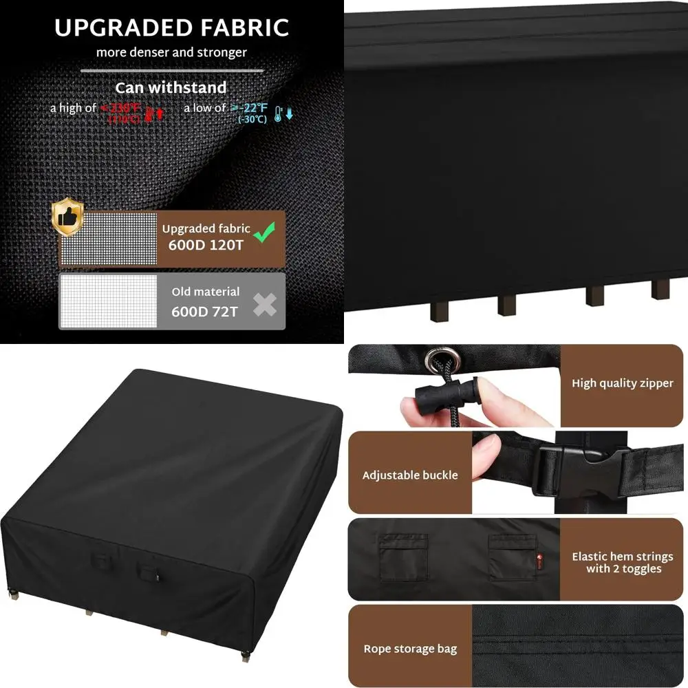 

Outdoor Patio Furniture Cover 140x80 inches, Fits 80-79-78 Wide & 140-139-137-135 Long, Waterproof, Heavy Duty 600D