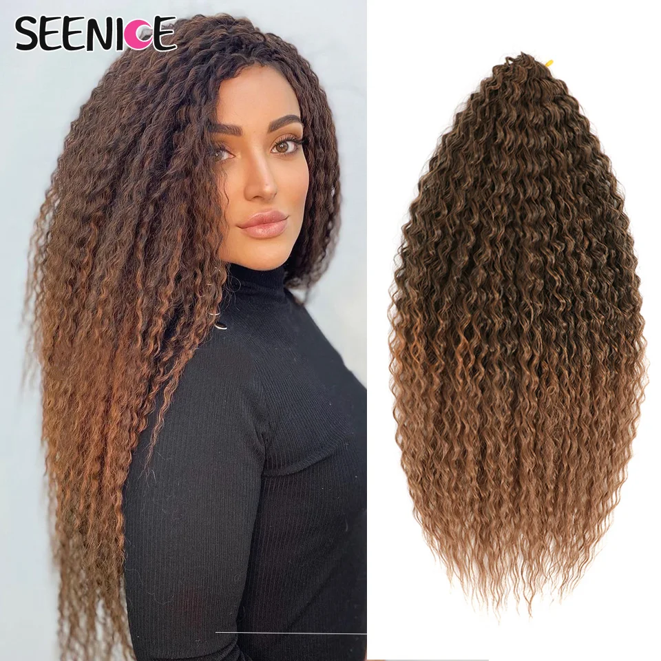 Extensiones de cabello trenzado de pelo de ganchillo, rizos Afro rizados sintéticos de 30 pulgadas, pelo trenzado africano para mujeres, ombré, negro y rosa