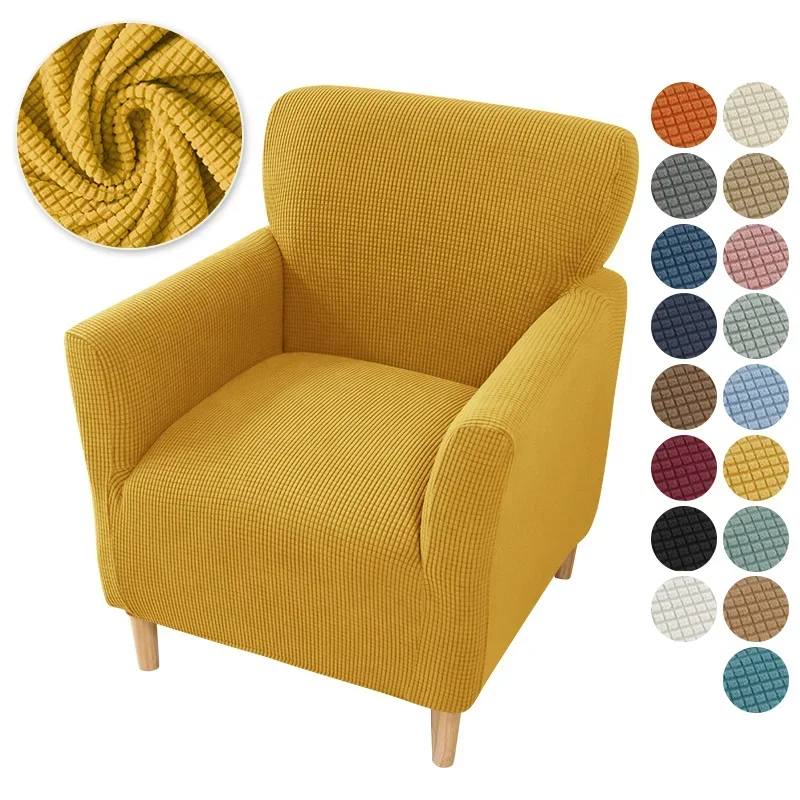 New Polar Fleece Tub Chair Cover Stretch Spandex Club Sofa Armchair Slipcovers Elastic Single Couch Covers for Study Bar Counter