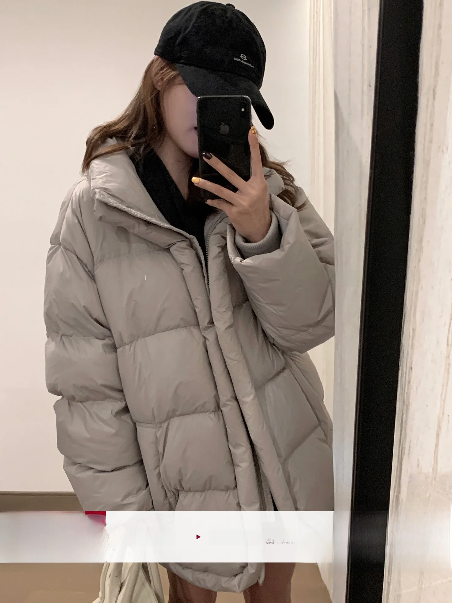 

LILI Miss White Du down Jaet Women's Small Size Mid-Length ex CleanFit Bread Sle Coat Korean Loose Fit Warmth