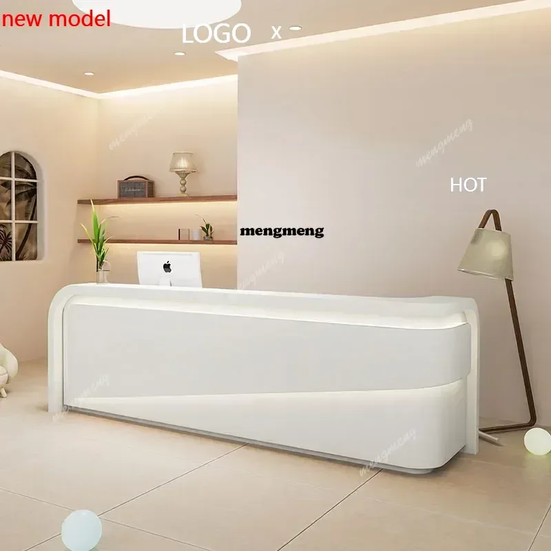

H132 Unique Church Reception Desks Salon Lectern White Mobile Podium Stand Reception Desks Simple Escritorio Commercial Furnitur