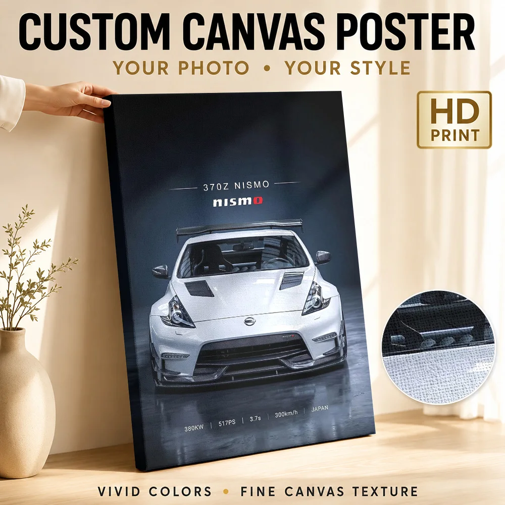 Sleek Sports 370Z Nismo car Canvas Print Poster Personalized Photo Retro Automotive Canvas Wall Art for Office Game Room Decor