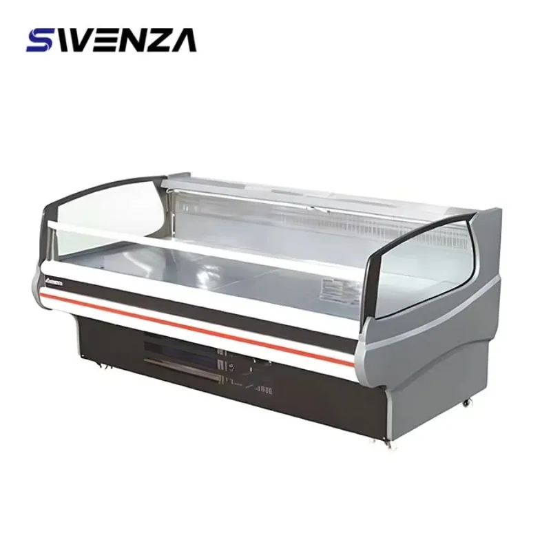 Energy Saving Fresh Meat Refrigerated Showcase Open Display Chiller For Retail Stores