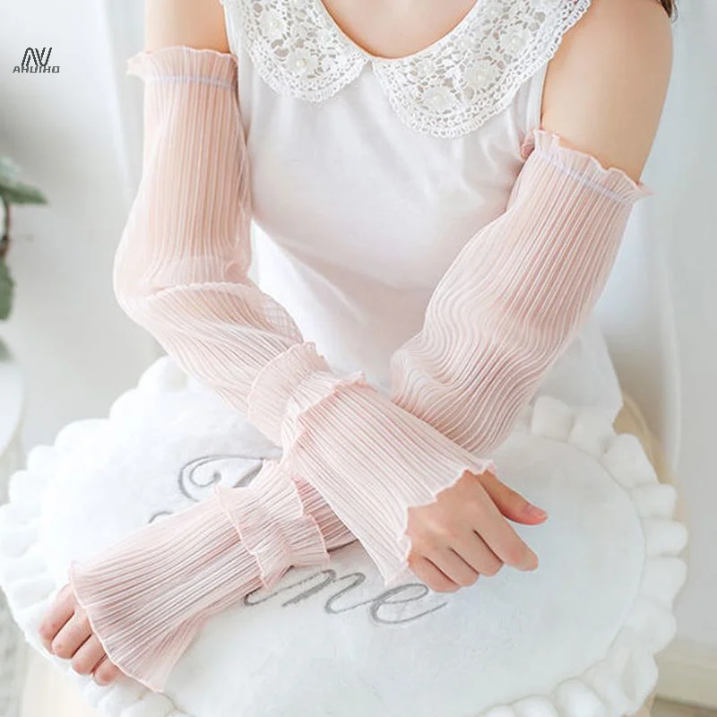 Photography Atmosphere Mesh Yarn Flower Side Lace Ice Sleeves Daily Wear Clothing Decor Arm Cover Women Sun Protection Uv Mitten