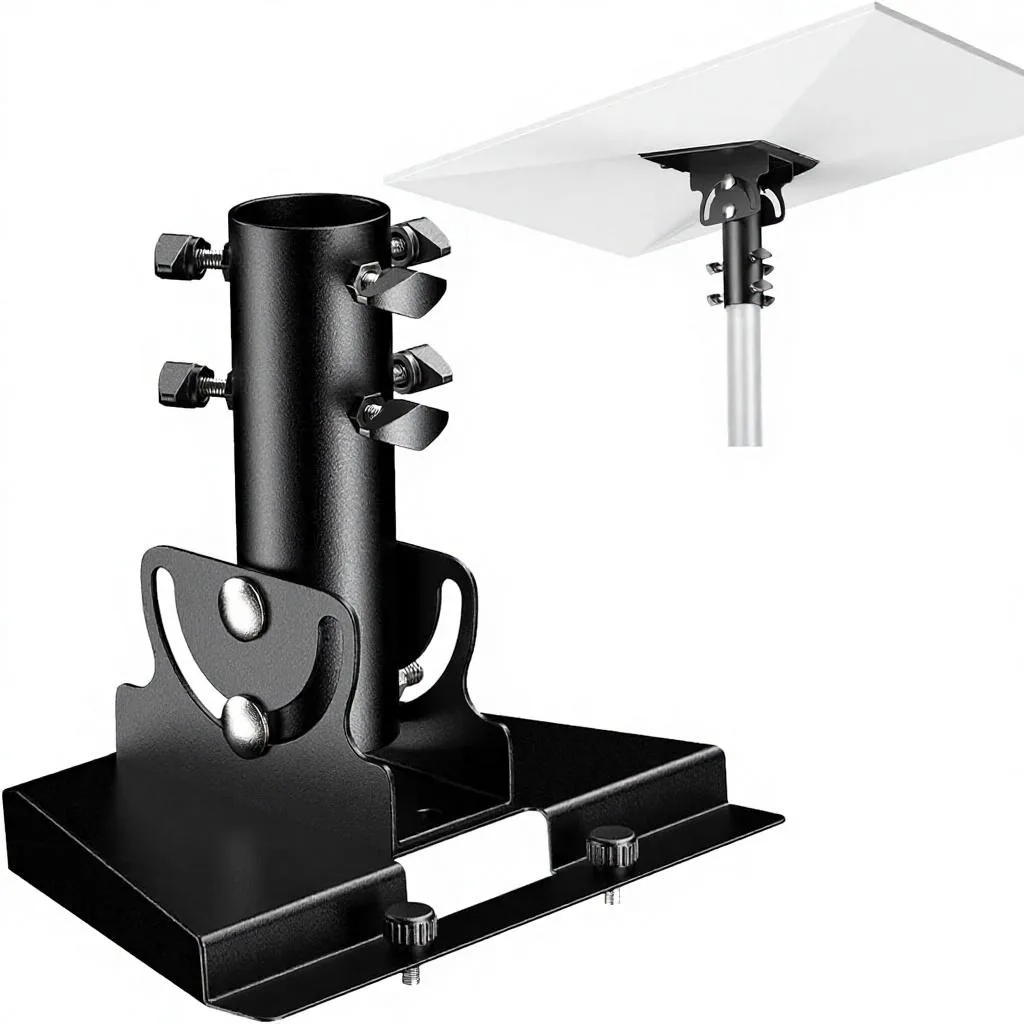 Starlink Gen 3 Mount Pole Kit 90-180 Adjustable Metal Pipe Adapter Fits 28-54mm Masts Heavy Duty Black Satellite Dish Stand