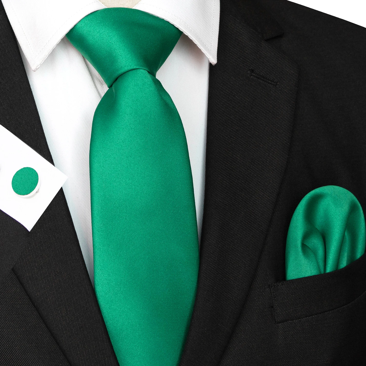 30 verschiedene Farben, solide Polyester-Krawatten für Herren, Einstecktuch, Manschettenknöpfe, Geschenk, Hochzeits- und Party-Accessoires, 8cm Krawatten-Set, kostenloser Versand – Detail 25
