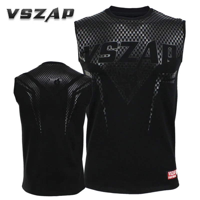 

VSZAP Tactics MMA Sleeveless Thai Boxing Fighting Gym Training Men's T-shirt Short Sleeve Cotton T-shirt Taekwondo Boxing T-shir