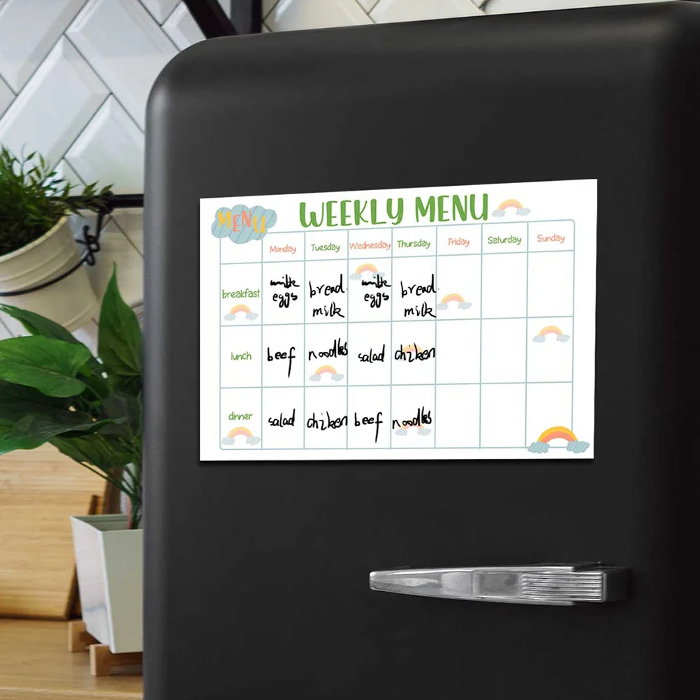مخطط الوجبات الأسبوعي، لوحة قائمة الثلاجة المغناطيسية للثلاجة ذات المسح الجاف للسبورة البيضاء PVC #1