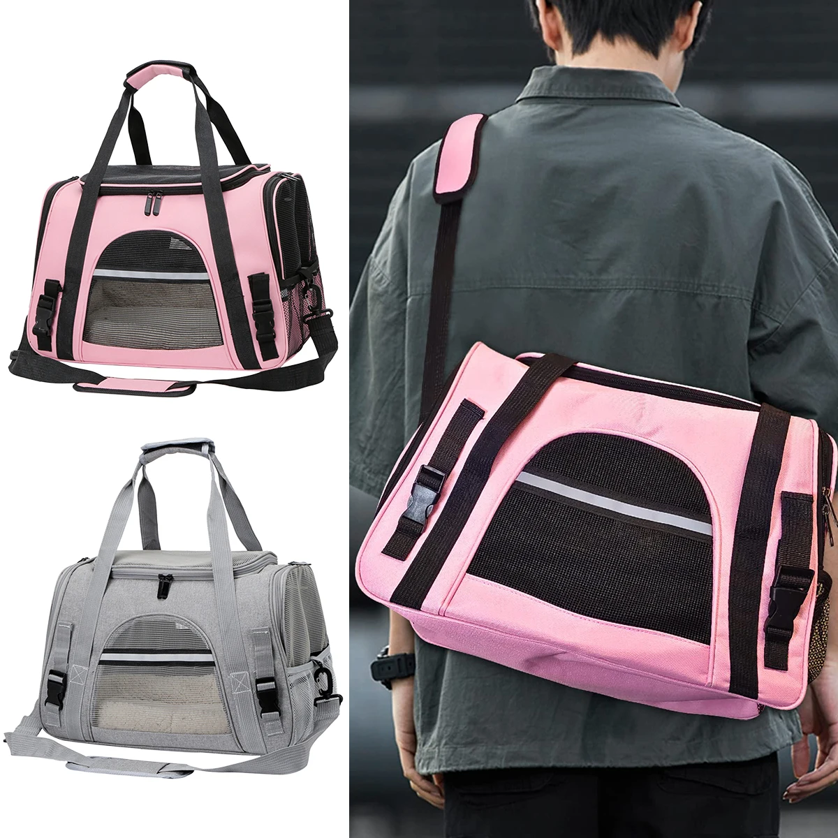 

Pet Bag Portable Outdoor Handheld Shoulder Slanting Pet Kennel Foldable Breathable Transparent Cat And Dog Bags