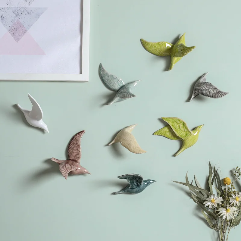 Ceramic Wall Hangings Three-dimensional Artificial Animal Sculpture Bird Swallow Pendant Room Decoration Accessories