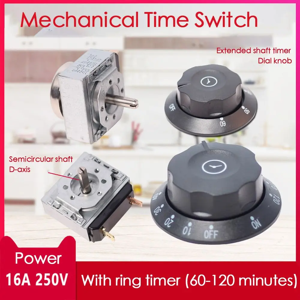 60/90/120min Knob Timer Switch with Bell for Disinfection Cabinet Microwave Oven Mechanical Rice Cooker Time Switch