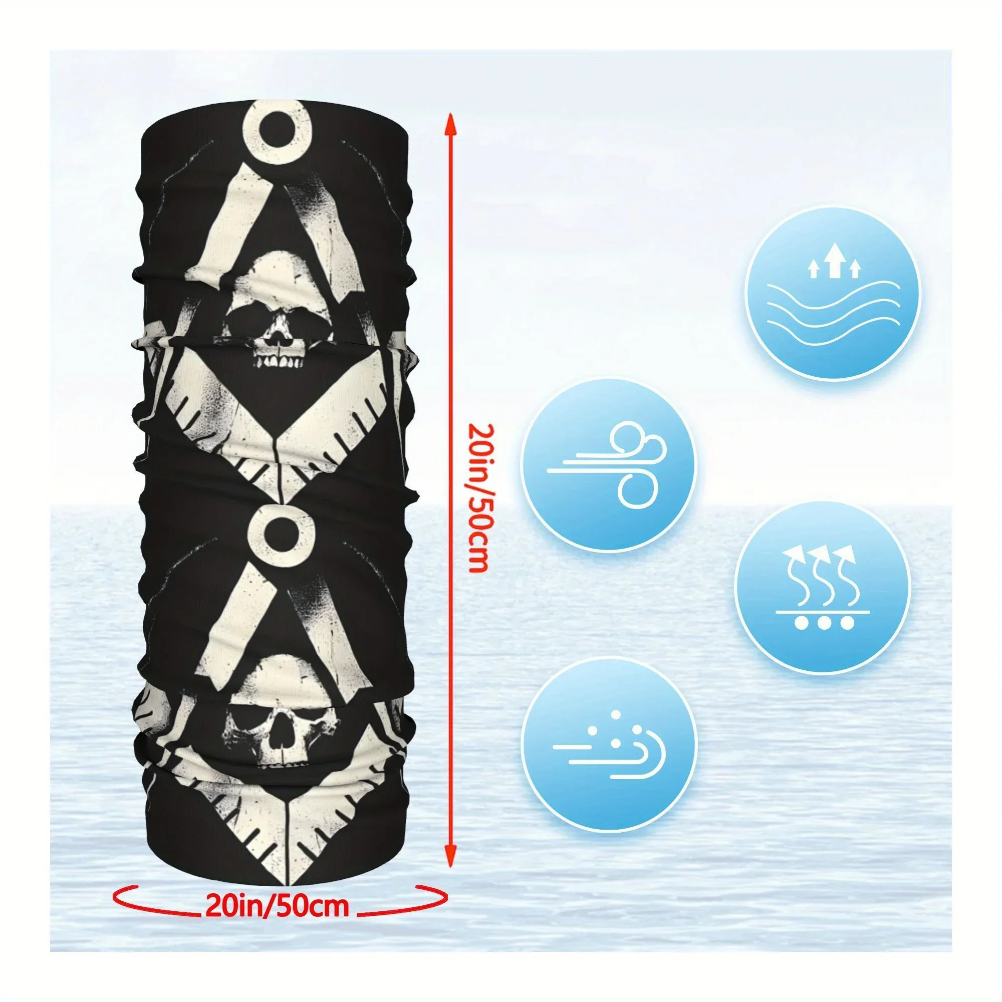 Customization [Freemason Symbol Scarf] Memento Mori Freemason Symbol Scarf - Neckerchief Neck Face Mask - Polyester