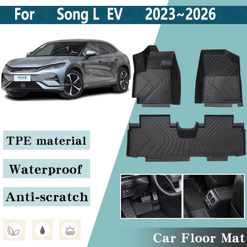 LHD Car Floor Mats for BYD Song L EV 2023 2024 2025 2026 Anti-scratch Car Foot Liner Storage Dirt-resistant Pads Rug Accessories