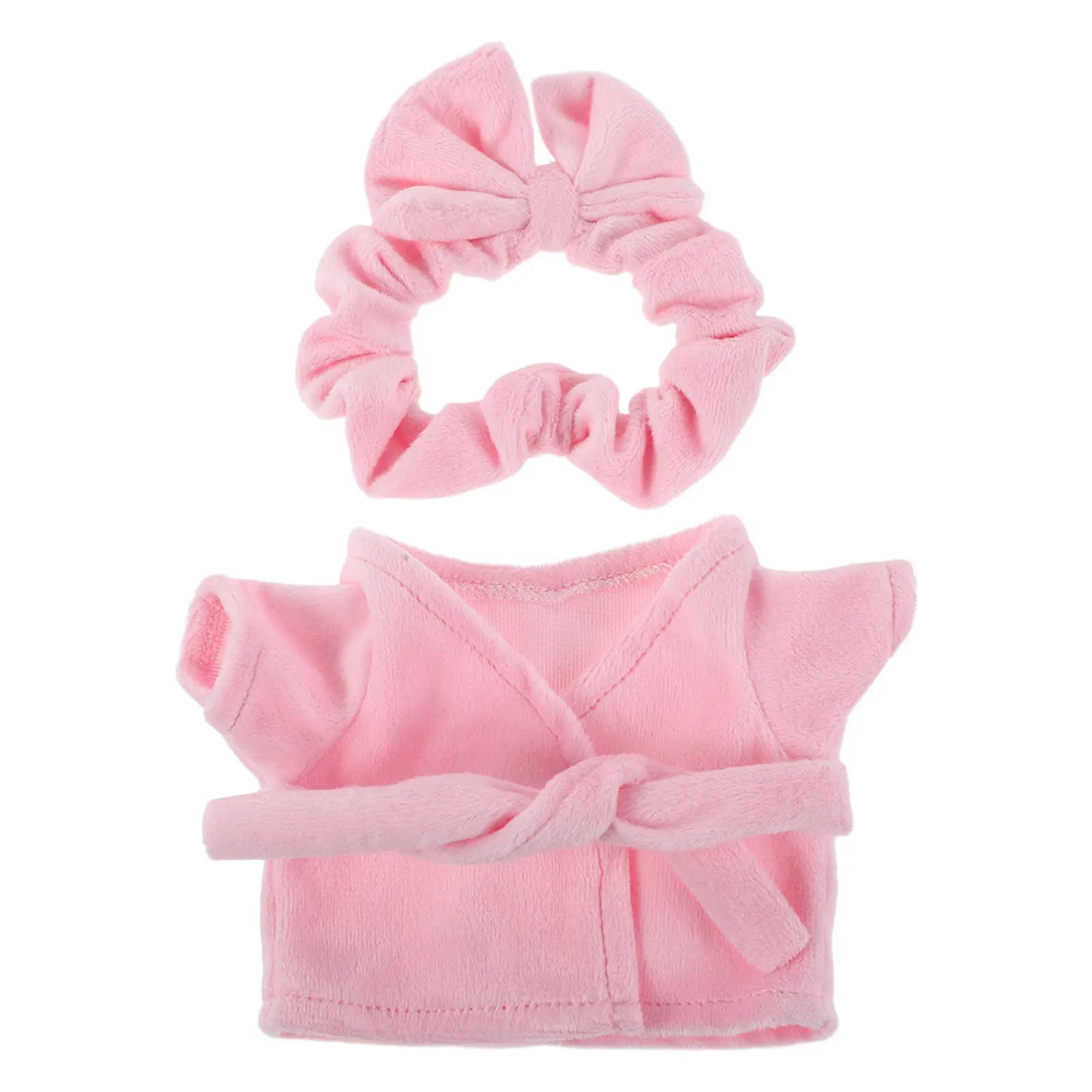 1Set Soft Pink Stuffed Animal Bathrobe Creative Loungewear Outfit 20Cm Winter Holiday Clothes Set for Girls Play Accessories