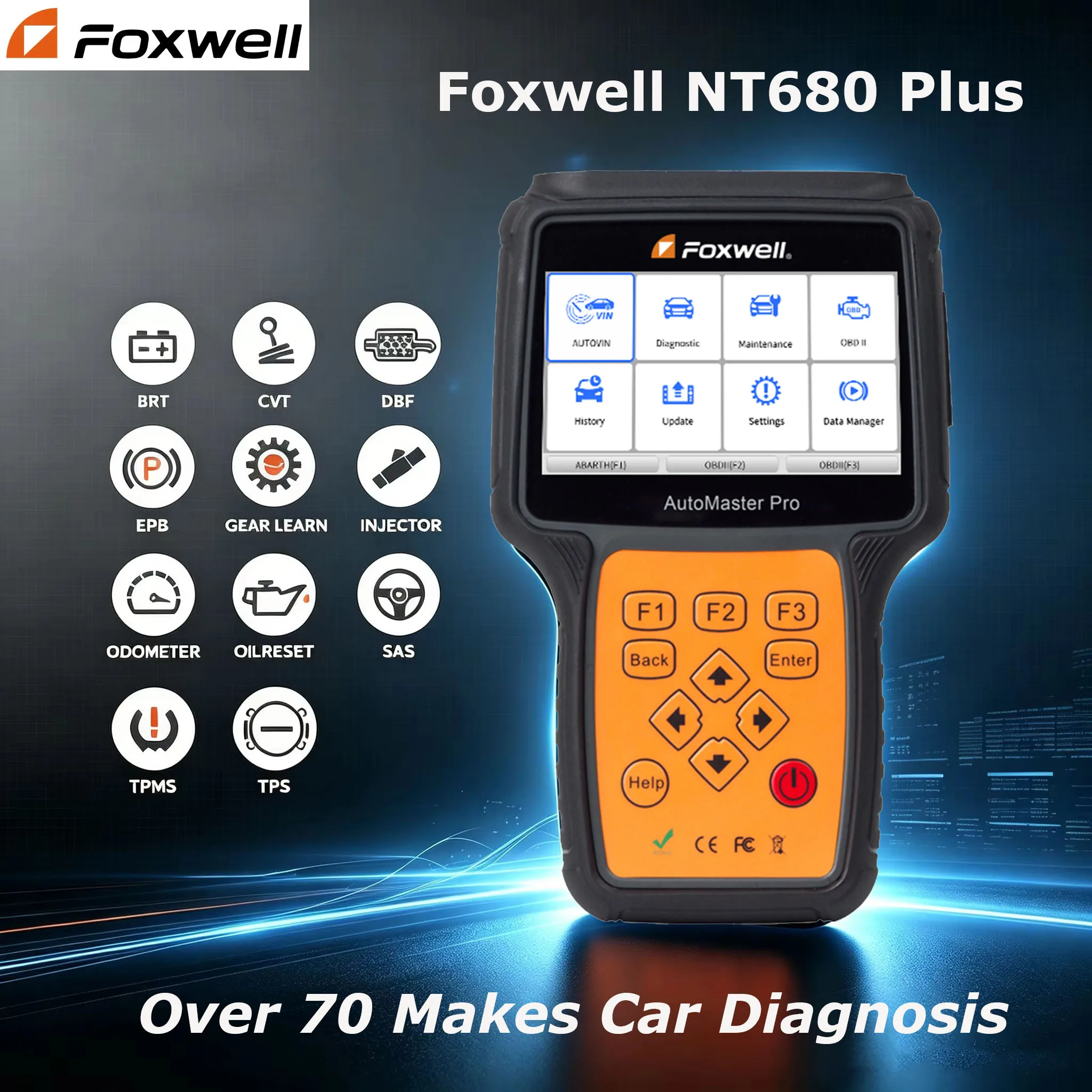 Foxwell NT680 Plus Universal Car Diagnostic Tool All Systems Obd2 Scanner Instead of NT680 Pro Automotive Diagnostic Tools