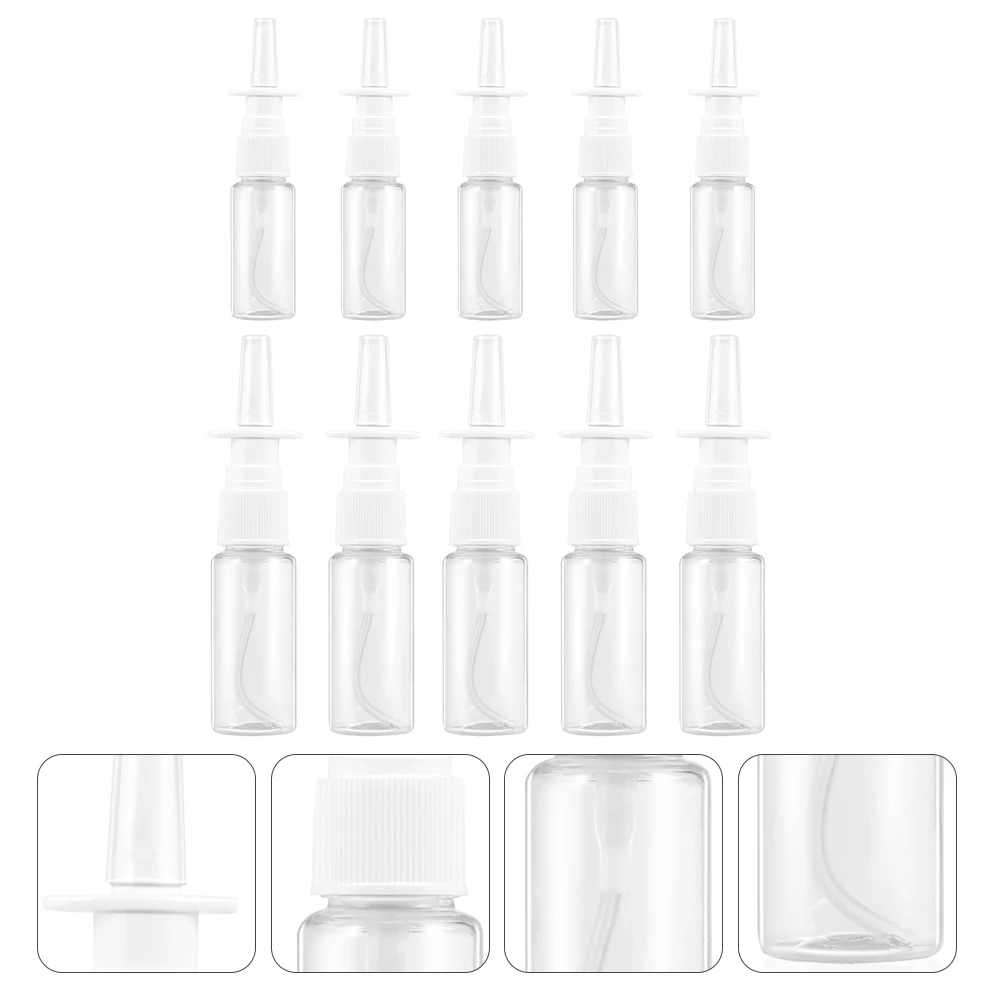 

10Pcs Transparent Nasal Spray Bottles Refillable Leak Proof Portable Spray Containers Travel Makeup Toner Cosmetics Liquid