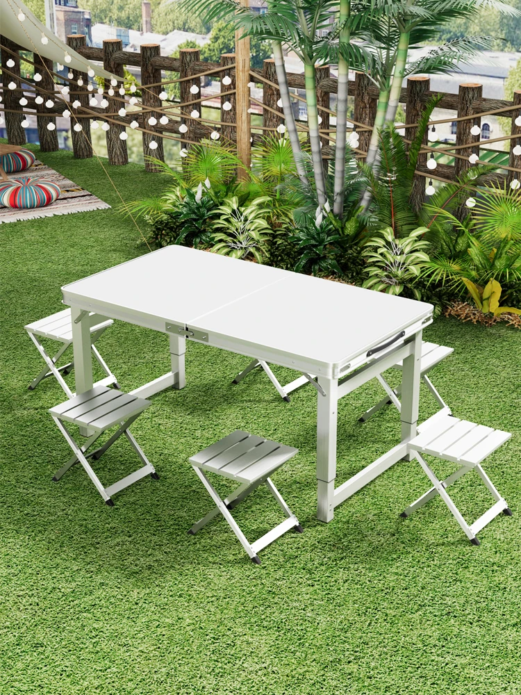 Folding table outdoor night market stall start table outdoor camping portable picnic table and chairs aluminum alloy