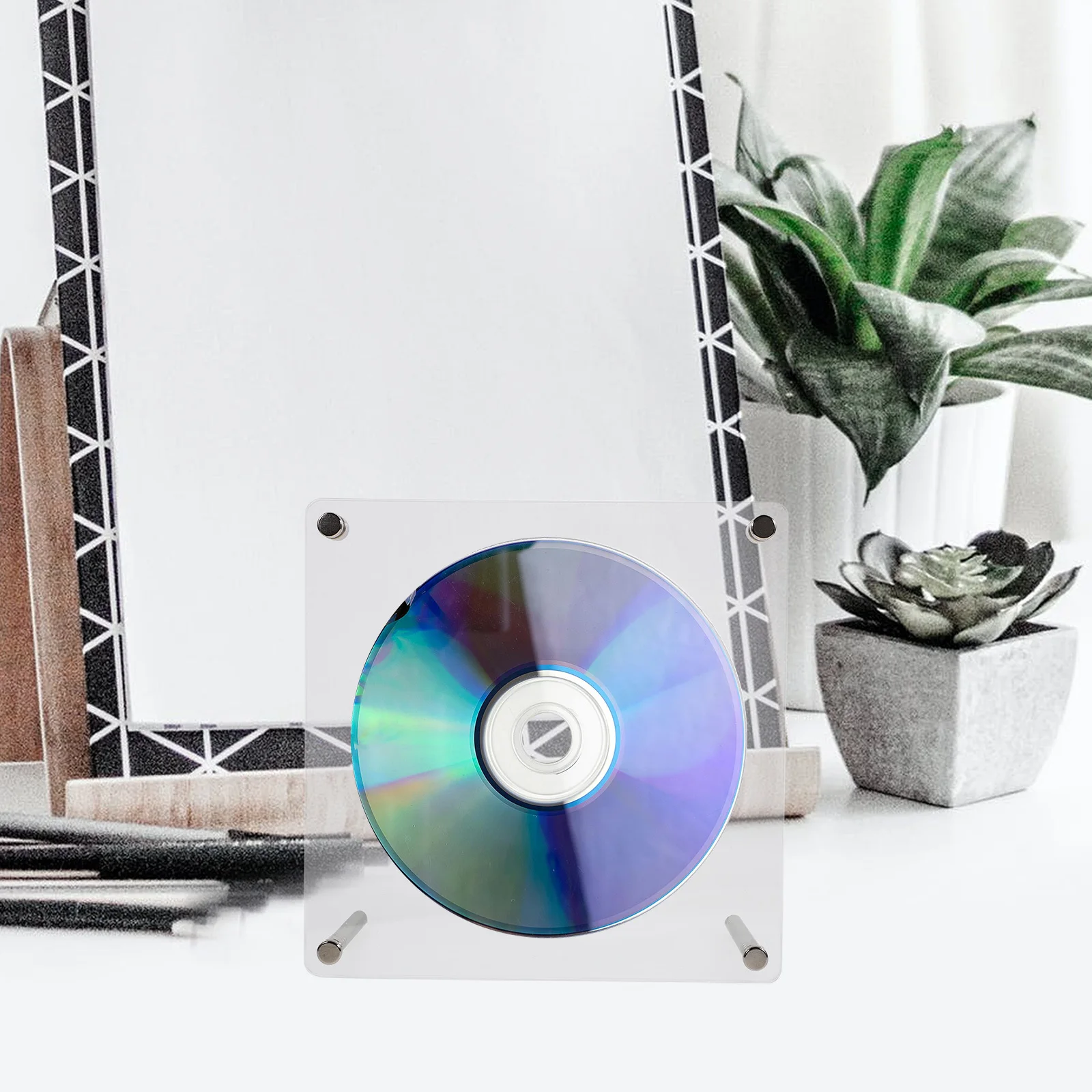 아크릴 CD 스탠드 랙 데스크탑 디스플레이 홀더 DIY 공예용 빈 CD 보관 스탠드 레트로 장식용 홀더 침실용