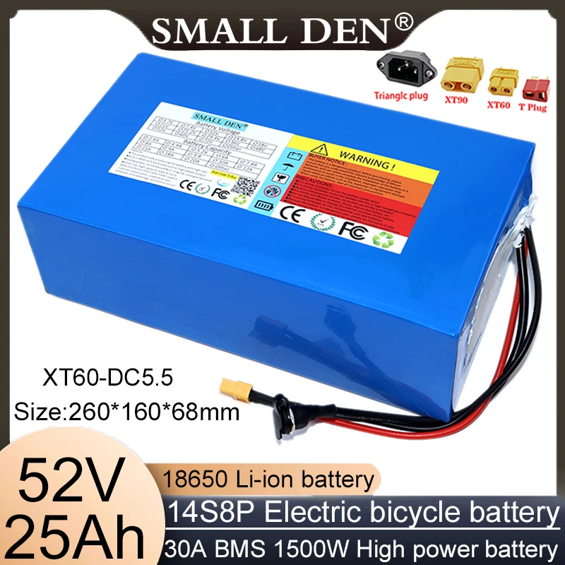 18650 new 52V25AH 1500W lithium-ion rechargeable battery with high power suitable for off-road vehicles motorcycles and scooters