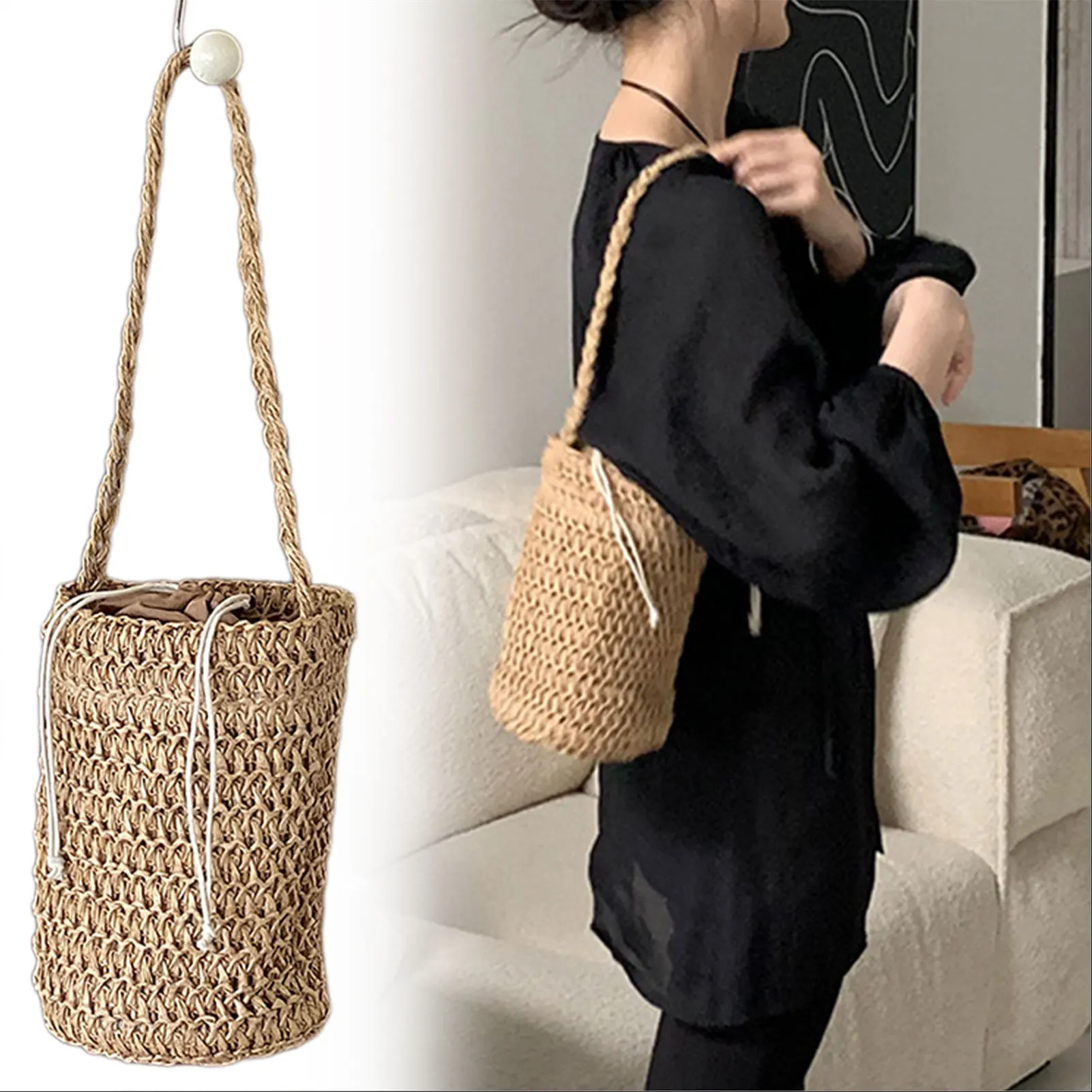 

Fashion Large Capacity Summer Niche Grass Woven Bag Bohemian Beach Bag For All Season Elegant Single-Shoulder Bag