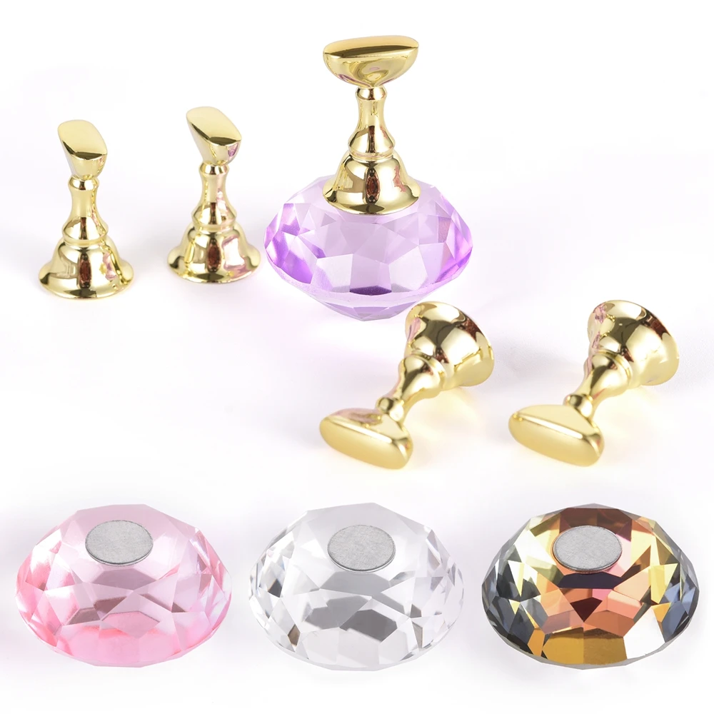 1Pc Nail Practice Stand Diamond Base Magnetic Suction Chess Piece Training DIY UV Gel Display Showing Manicure Nail Art Tool