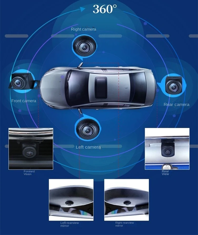 3D 360 panoramic car camera rear+front+side Q9-WDR 8K AHD1080P is suitable for Android Radio 360APP wiht hole opener. - view 6