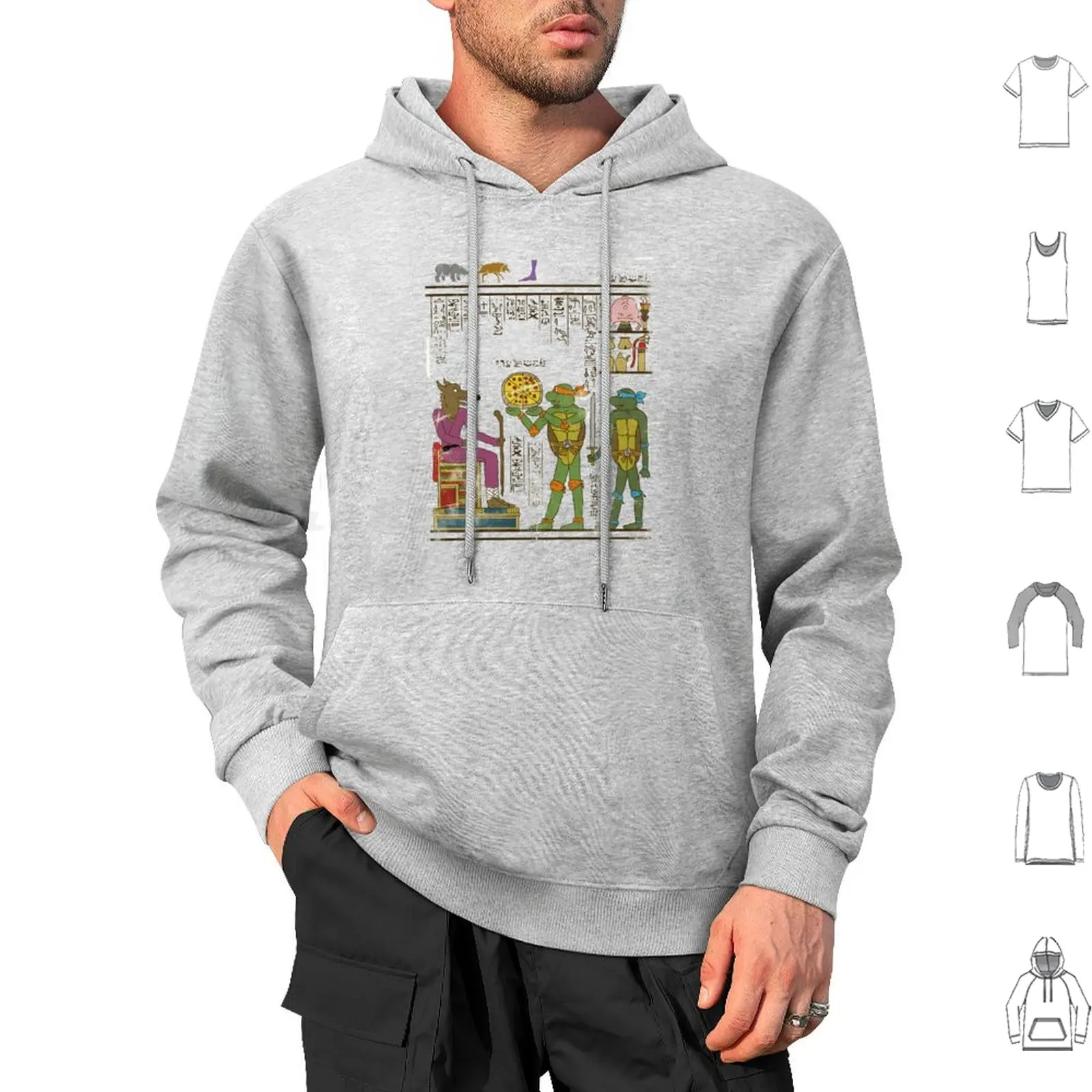 Hero-Glyphics: Hoodie Baumwolle Langarm Comics Filme Tv Heros Pizza