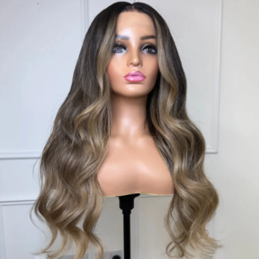 

150 Density 16inch 5*5 Lace Front Highlight Blond Body Wave 100% Human Hair Wig with Baby Hair Pre-Plucked Soft Hair Wig
