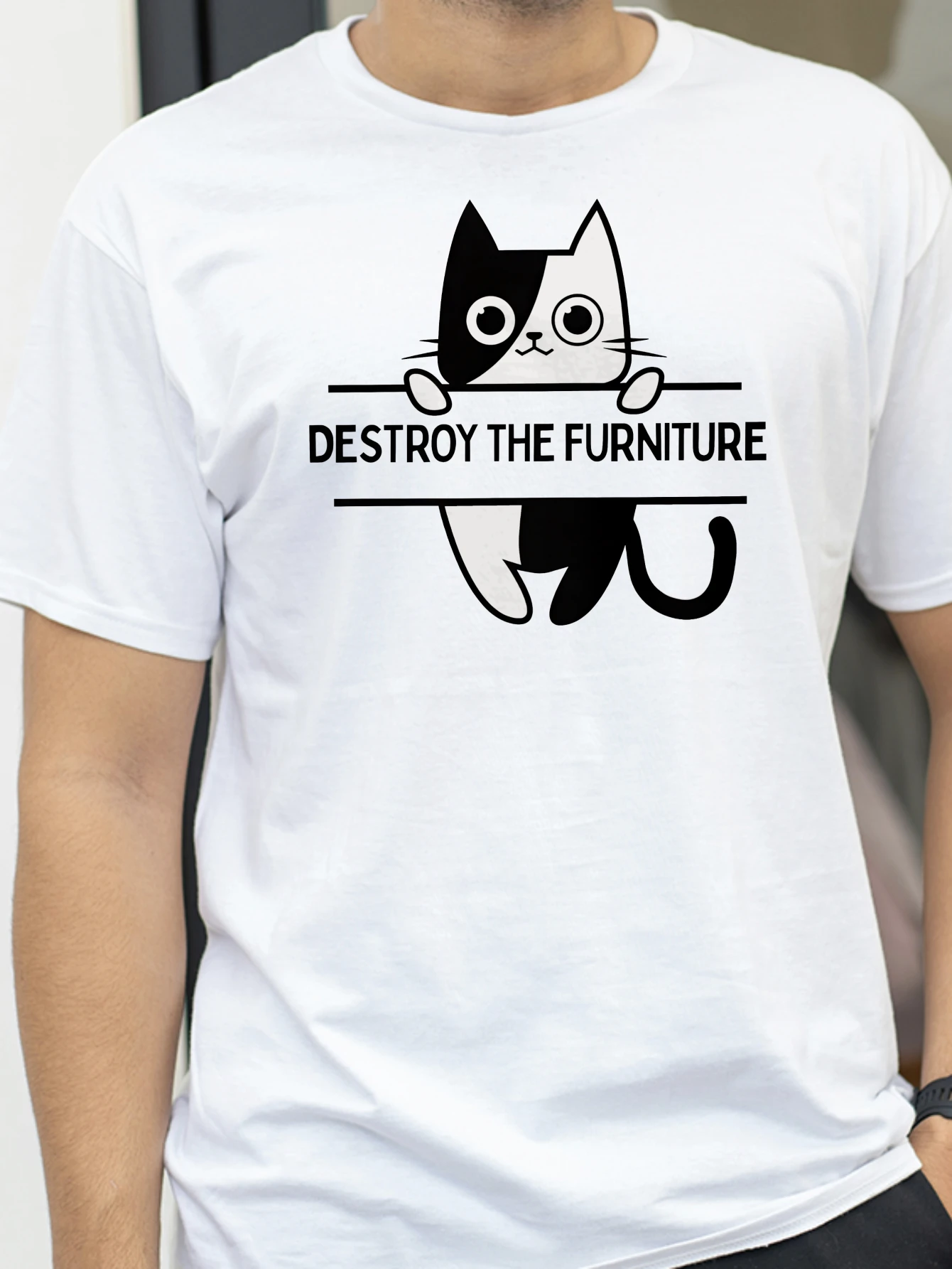 

Destroy The Furniture Printed T-Shirt Cotton Tees for Men Women Summer Tops Anarchy Streetwear