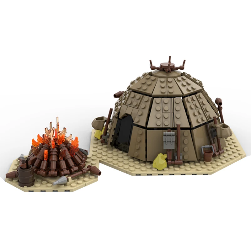 Space Movie Tusken Raider Urtya Tent - Campfire 560 Pieces Night Village Life Scenes Building Blocks Suit DIY Bricks Toys Gift