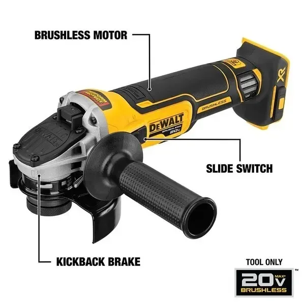 DEWALT DCG405 125MM Brushless Cordless Slide Switch Small Angle Grinder With Kickback Brake 20V Lithium Power Tools 9000RPM