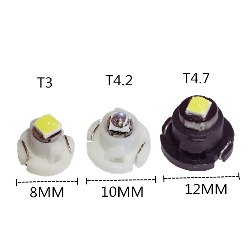 10PCS T3 T4.2 T4.7 coche Luz de instrumentos LED 1SMD 12V cuña indicador de advertencia del salpicadero lámpara instrumento conj