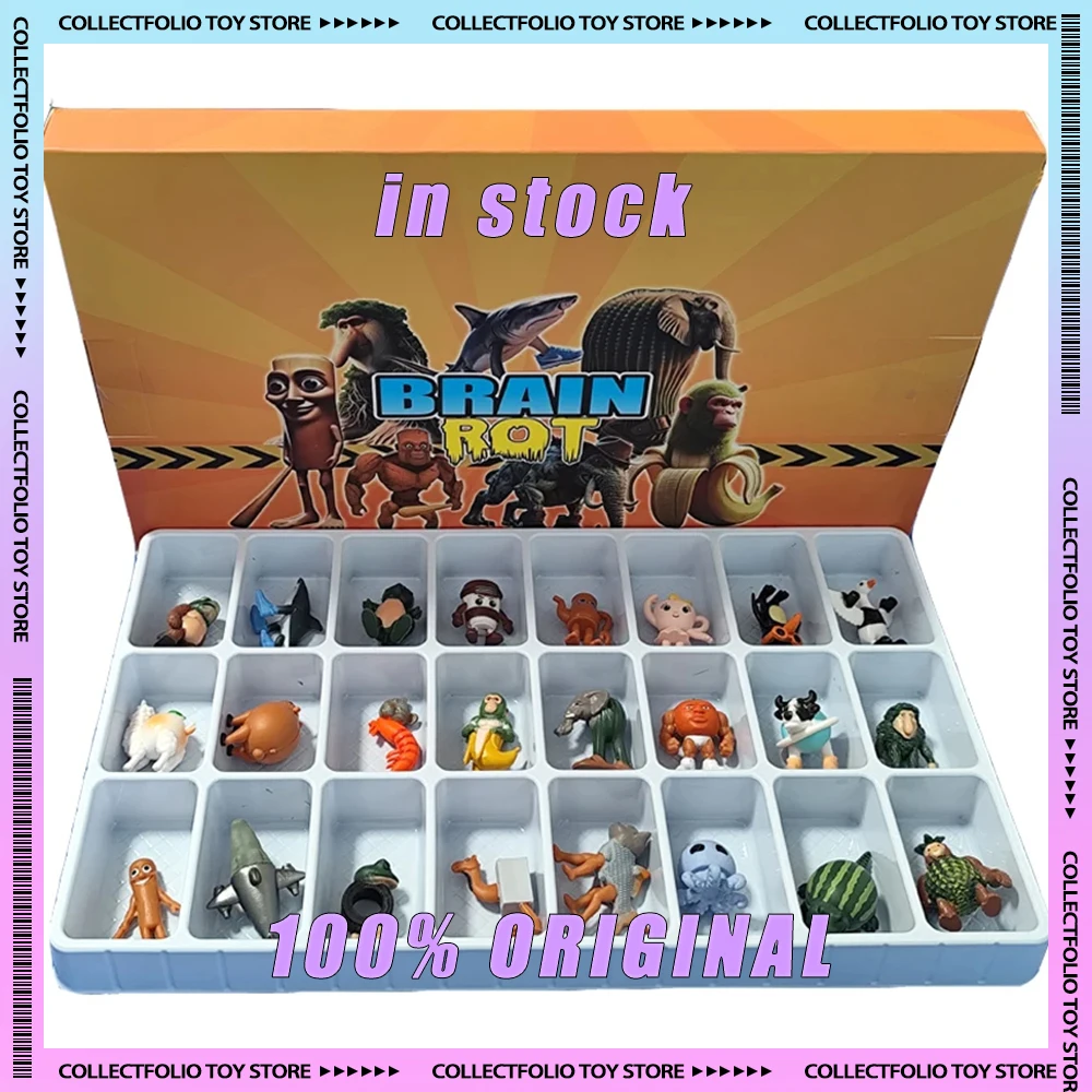 

In Stock 24Pcs Brainrot Tung Tung Sahur Figures Doll Tralalero Tralala Bombardino Crocodilo Shimpanzini Bananini Model Toy Gift