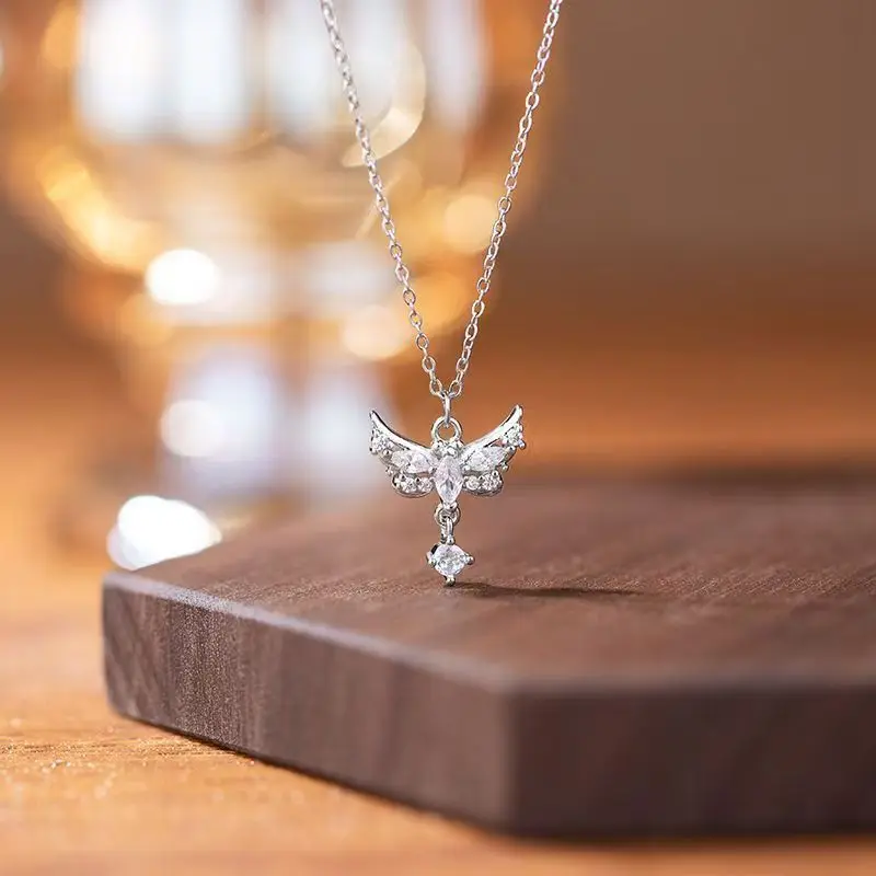فراشة الحب أجنحة قلادة مجوهرات المرأة الخفيفة الفاخرة المتخصصة تصميم فراشة شرابة سلسلة الترقوة سلسلة عنق #2
