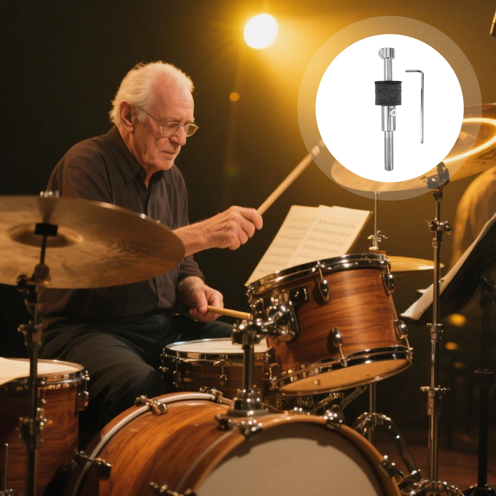 

Threaded Cymbal Stacker Attachment Adjustable Drum Set Extension Arm Compact Percussion Accessory Cymbal Clamp