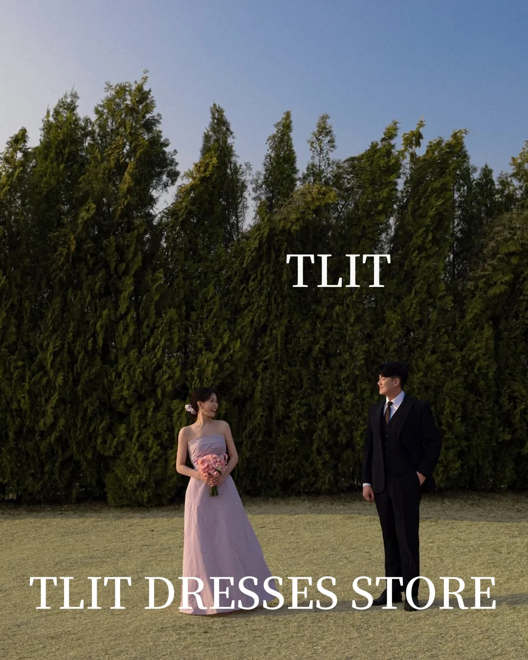 TLIT Elegant Light Purple Taffeta Evening Dress Korea Wedding Dress Photo Shoot Strapless Sleeveless  Formal Party Customized