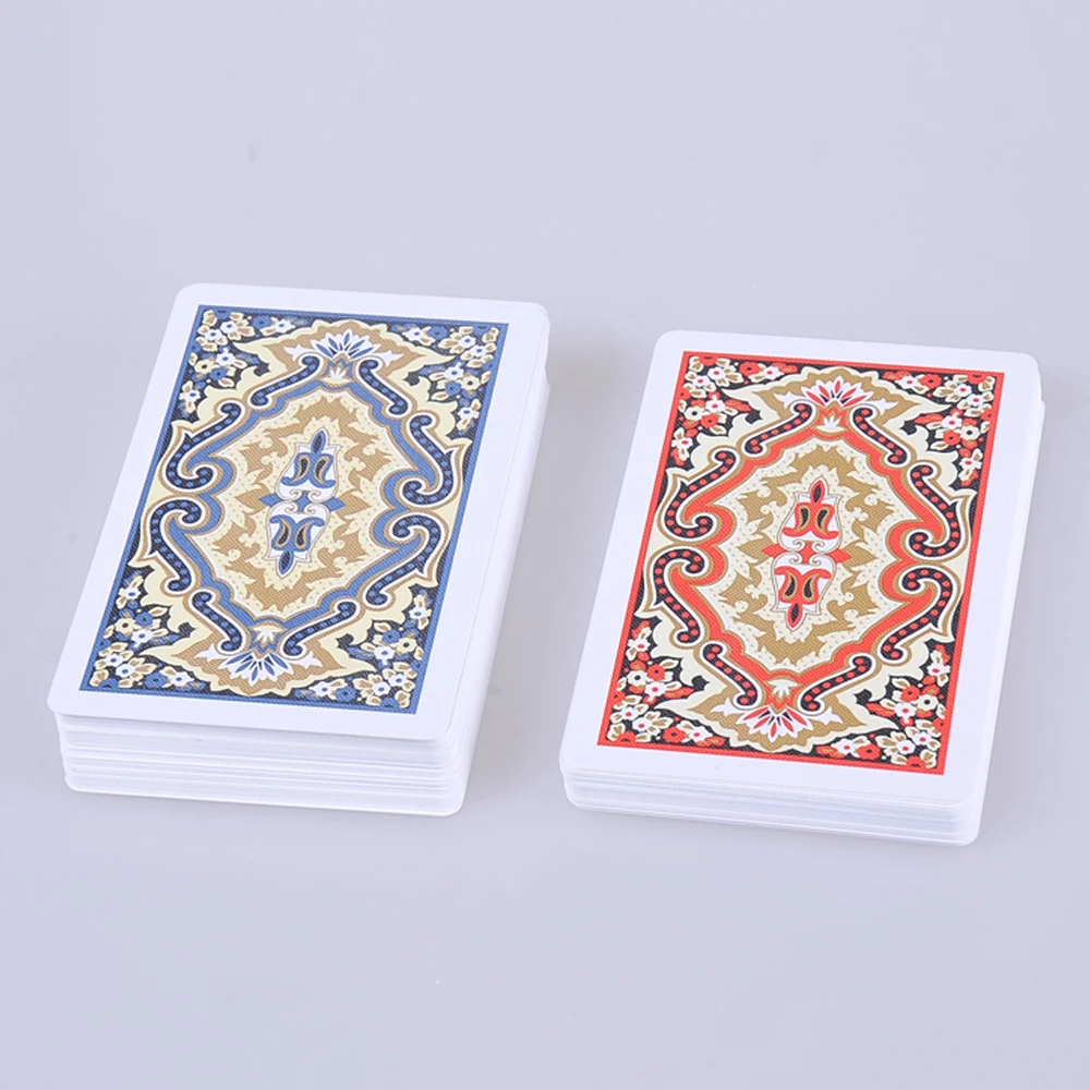 Boxed Red and Blue Bridge Standard Index Playing Cards Table Game Bundle - 2 Decks Cloth Textured PVC Waterproof